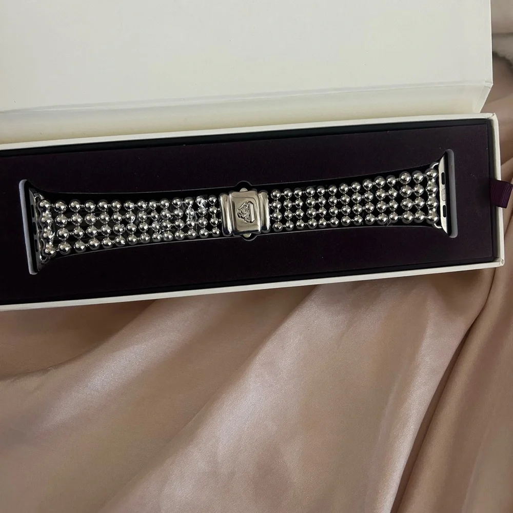 LAGOS Silver Smartwatch Band with Infinite Caviar Design
